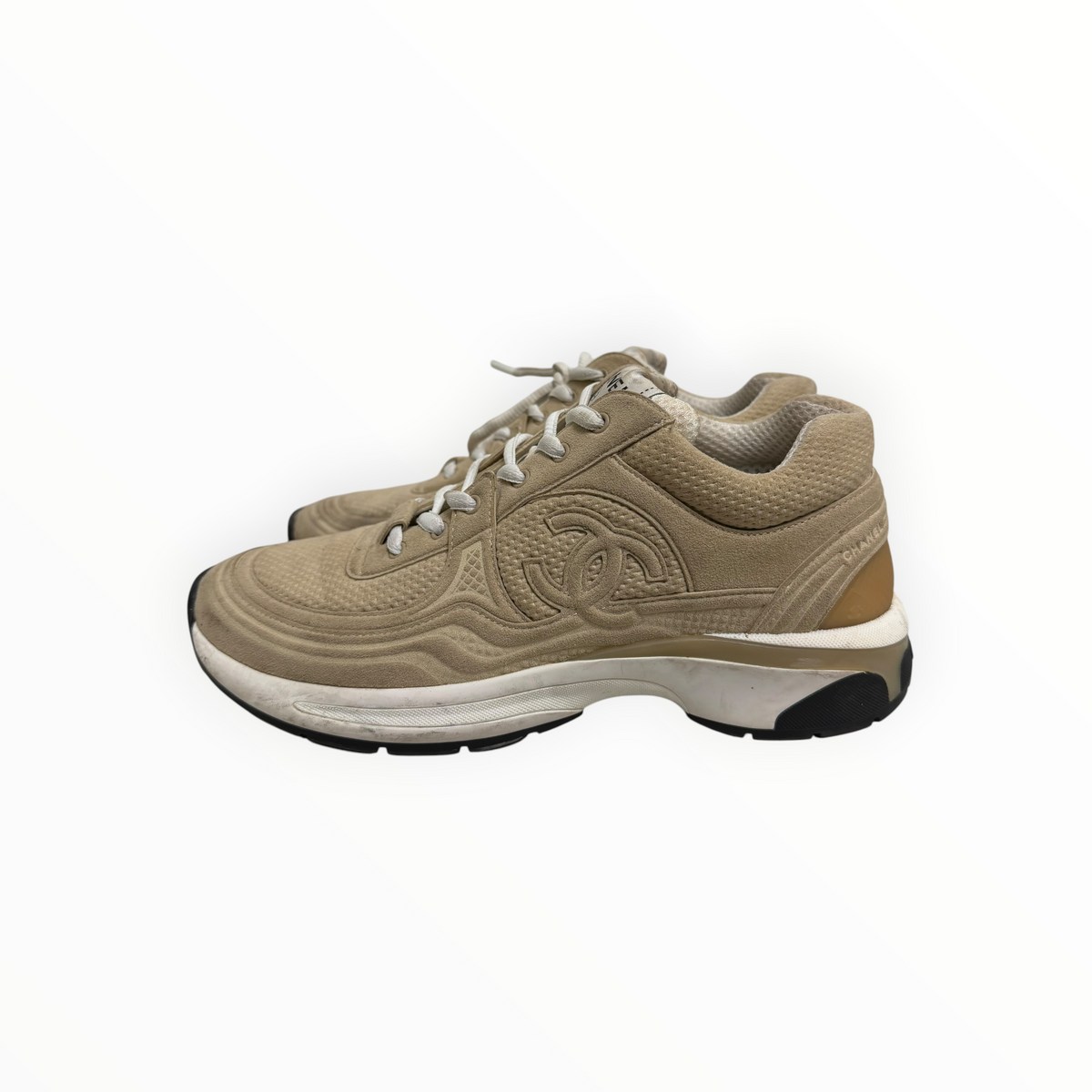 Chanel Beige Suede Trainers (NO BOX)