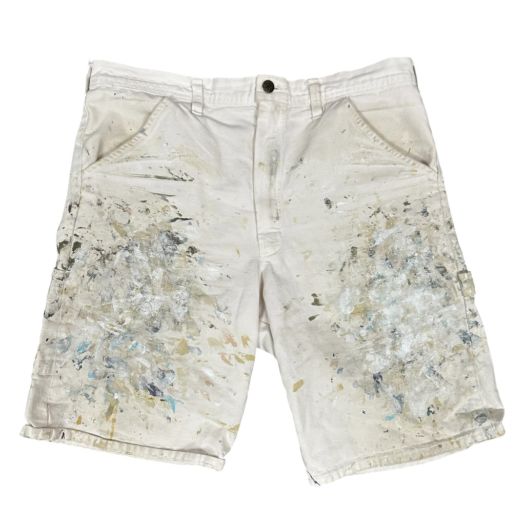 Vintage White Paint Splatter Denim Shorts