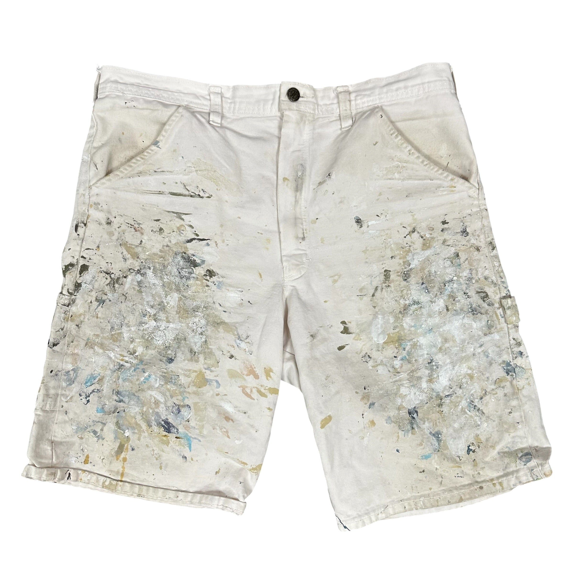 Vintage White Paint Splatter Denim Shorts