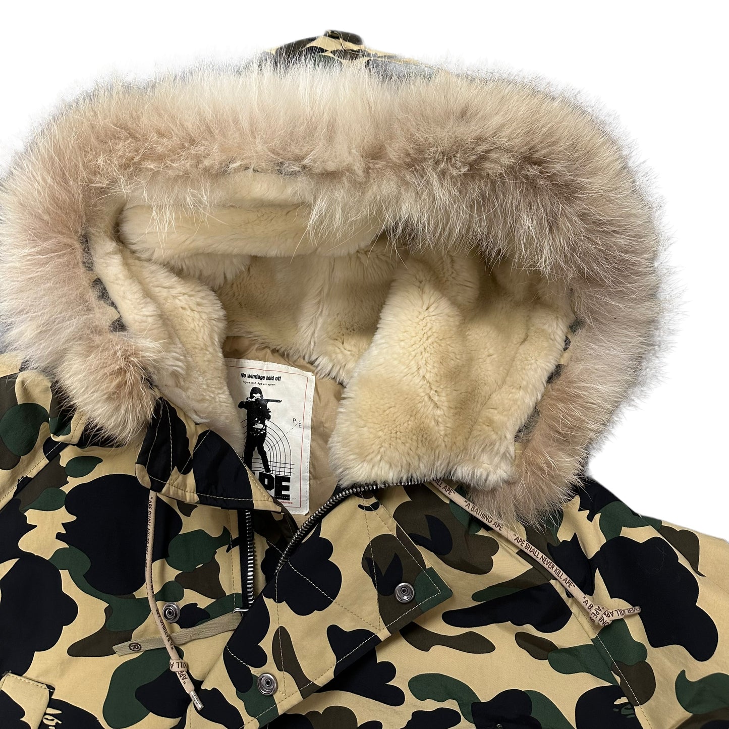 Bape Yellow Camo Snow Down Fur Jacket