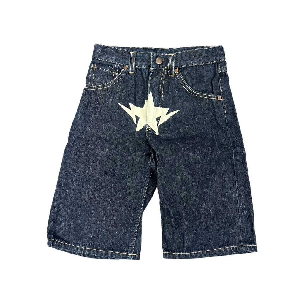 BAPE KIDS WHITE STAR DENIM SHORTS