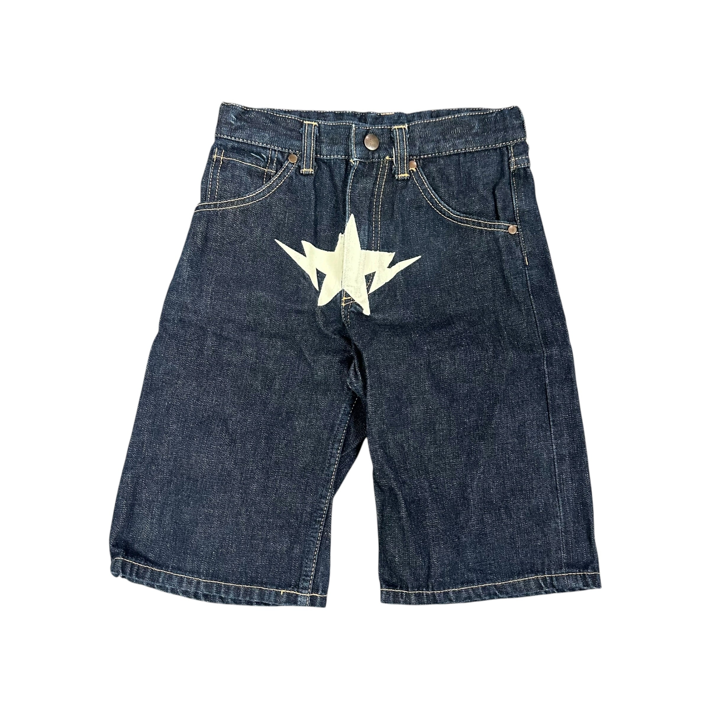 BAPE KIDS WHITE STAR DENIM SHORTS