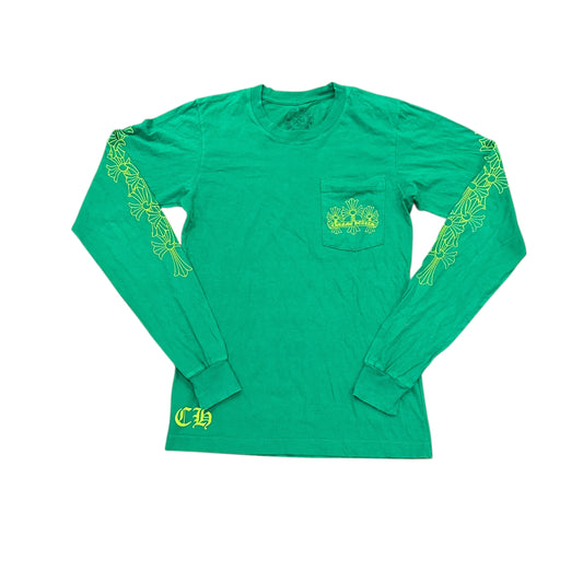 Chrome Hearts Cemetery Cross Long Sleeve Tee Kelly Green