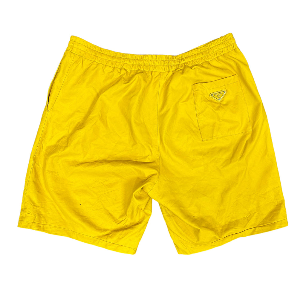 Yellow Prada Leather Shorts