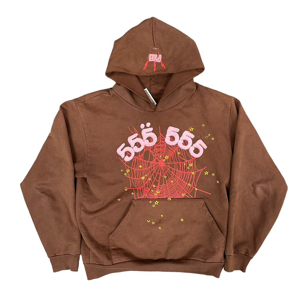Brown Sp5der Angel Number Hoodie