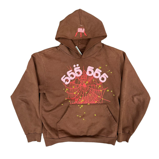 Brown Sp5der Angel Number Hoodie