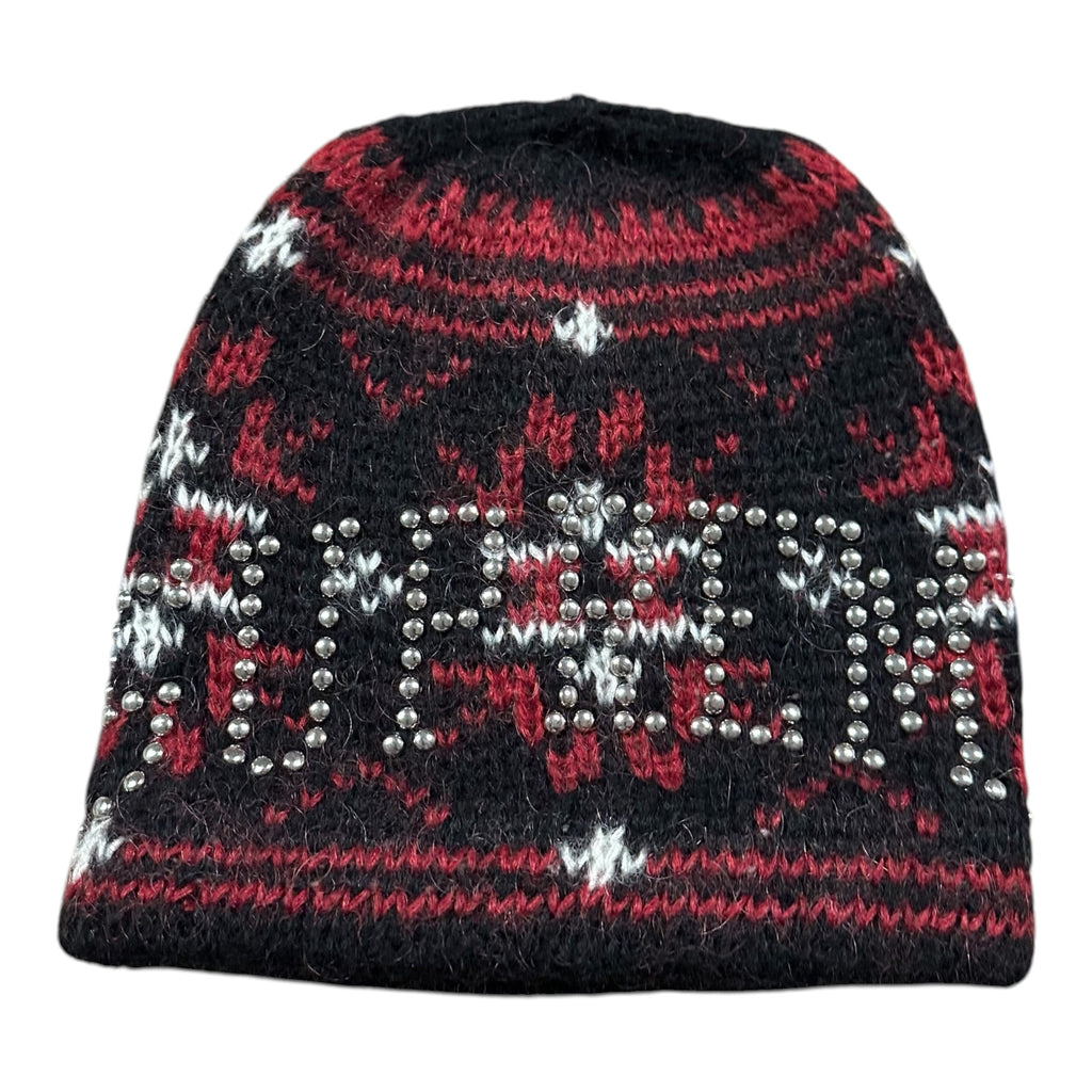 BRAND NEW Supreme Studded Fair Isle Beanie “Black/Red