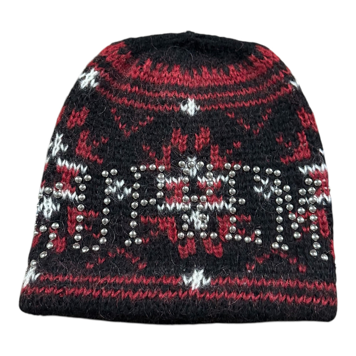 BRAND NEW Supreme Studded Fair Isle Beanie “Black/Red