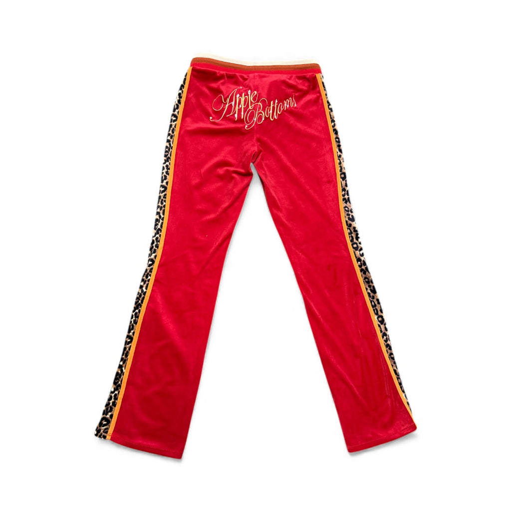 Apple Bottoms Red Velour Track Pants