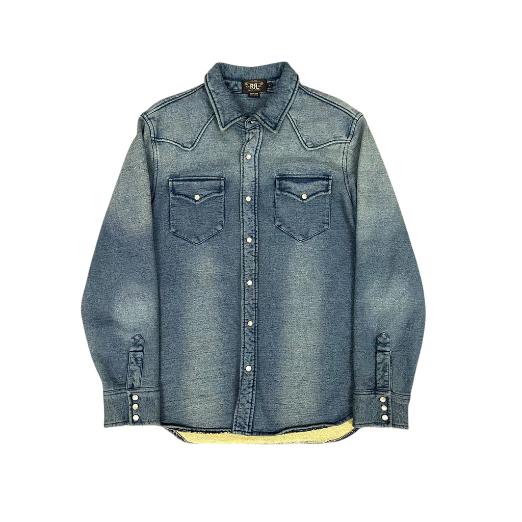 RRL Ralph Lauren Blue Cotton Button Up Shirt