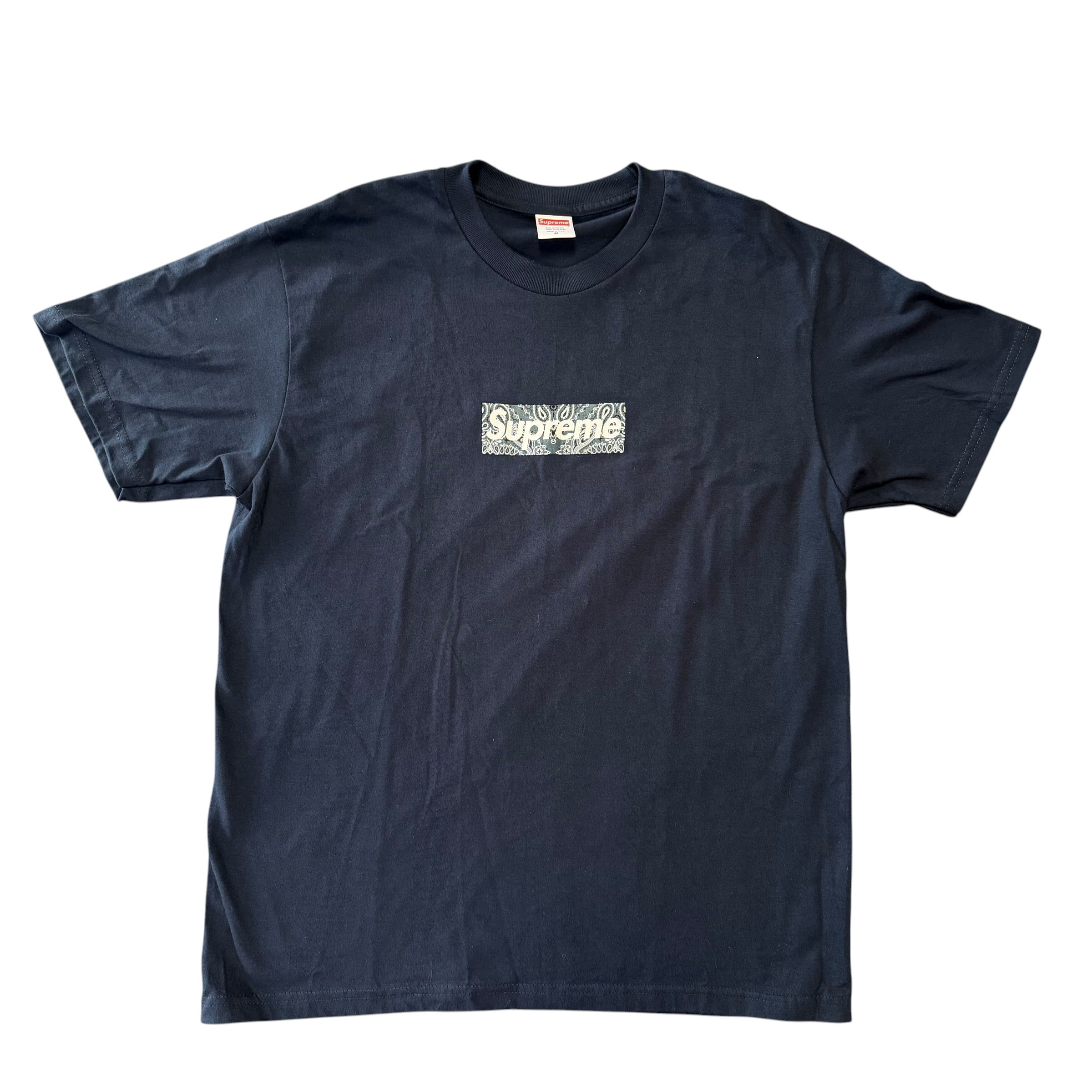 Supreme Paisley Box Logo Navy Tee
