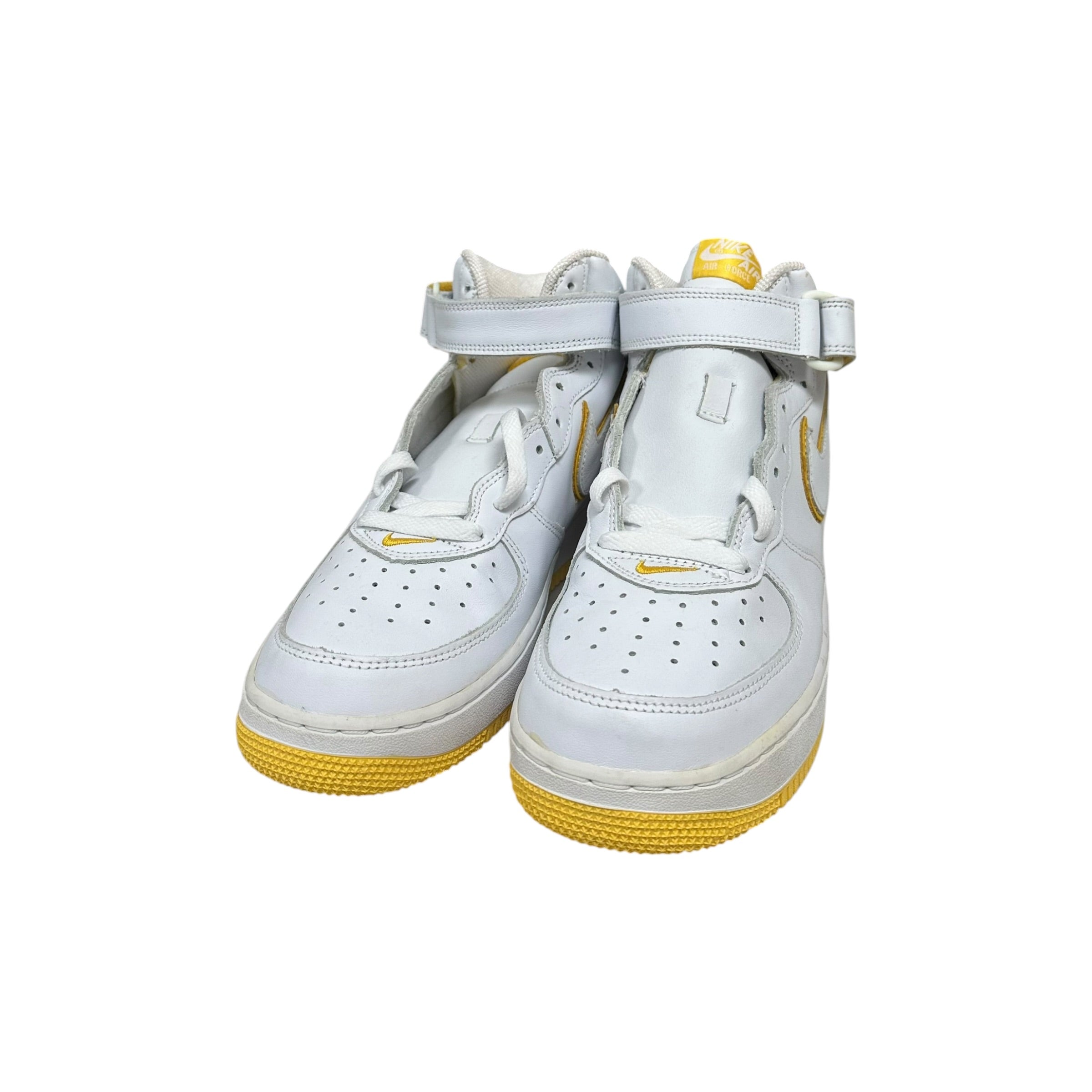 NEW ‘03 Vintage Nike Air Force 1 Mid White Varsity Maize Yellow Sneakers (No Box)