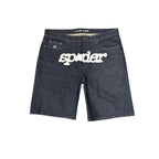 Sp5der Front Logo Blue Denim Shorts