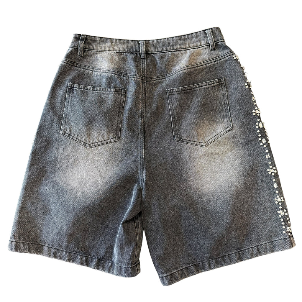 Vale Lives Black Rhinestone Denim Shorts