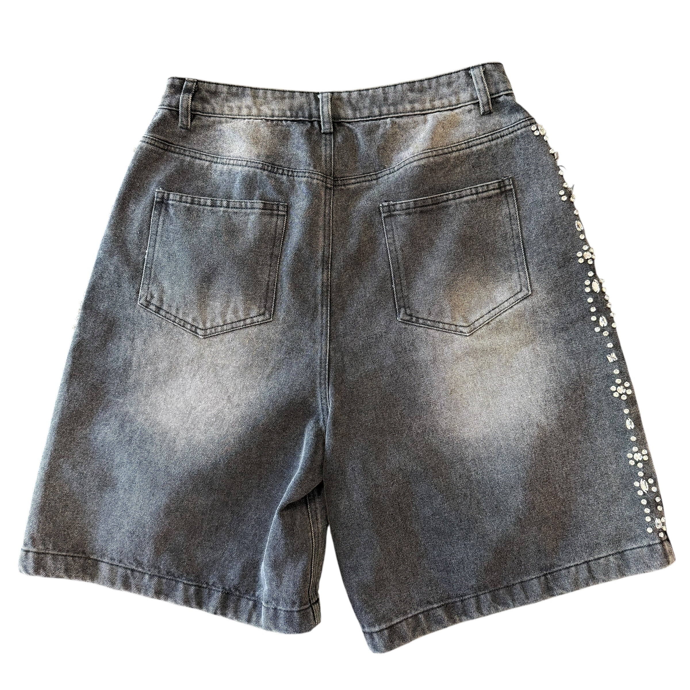 Vale Lives Black Rhinestone Denim Shorts