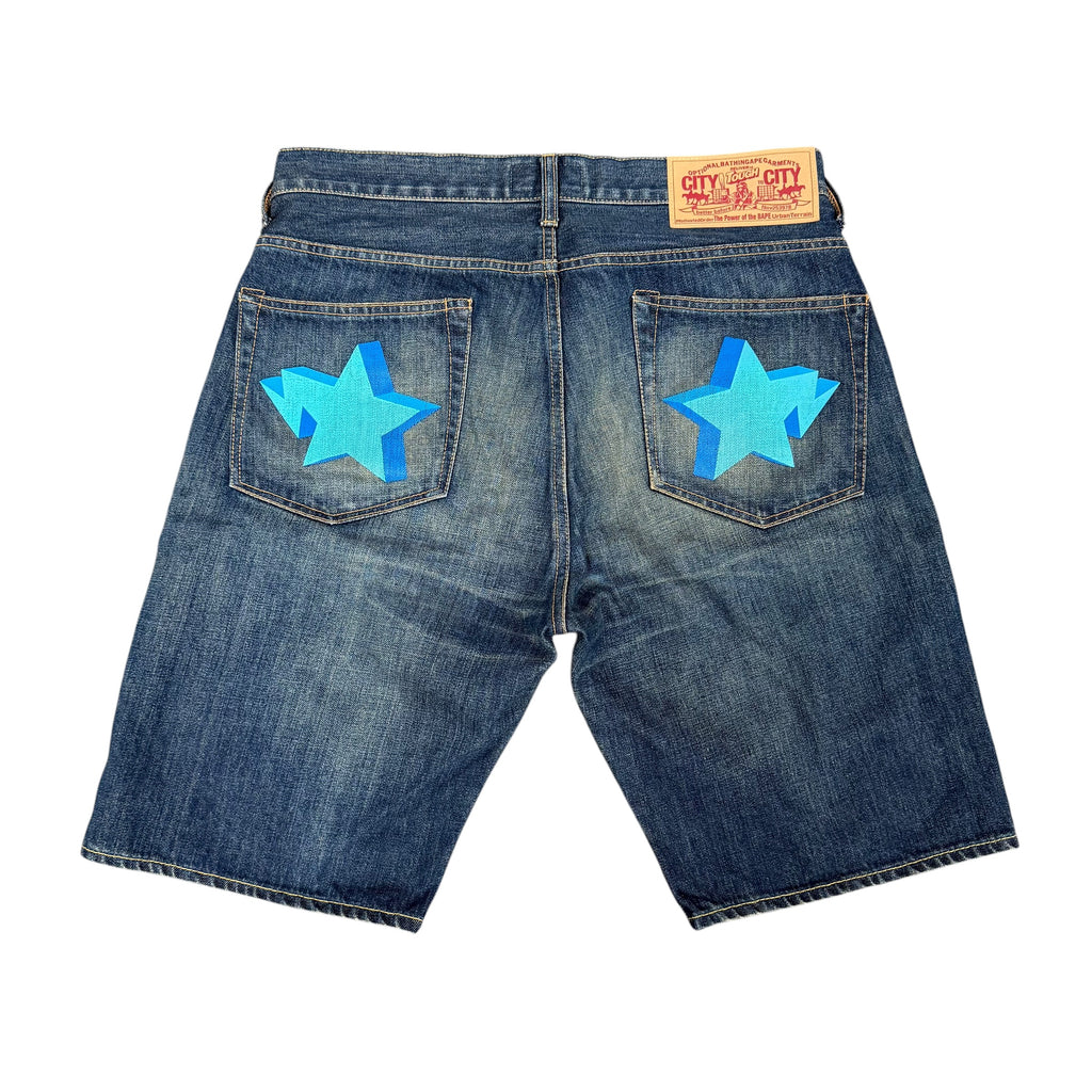 A Bathing Ape Twin Sta Relaxed Fit Denim Shorts