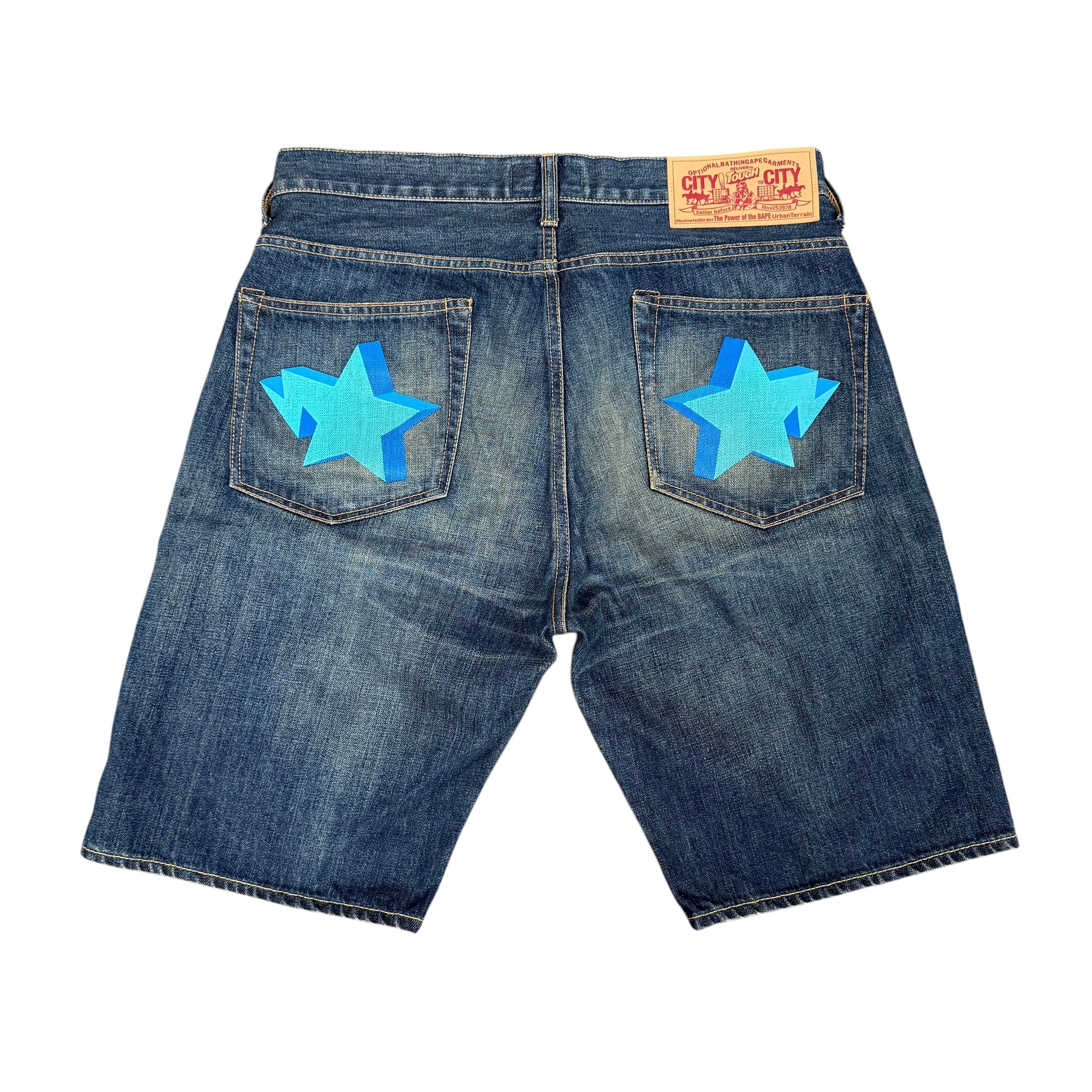 A Bathing Ape Twin Sta Relaxed Fit Denim Shorts