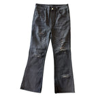 74 is War Black Distressed Flare Jeans