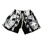 Brand New Vertabrae Skull Storm Distressed Shorts White