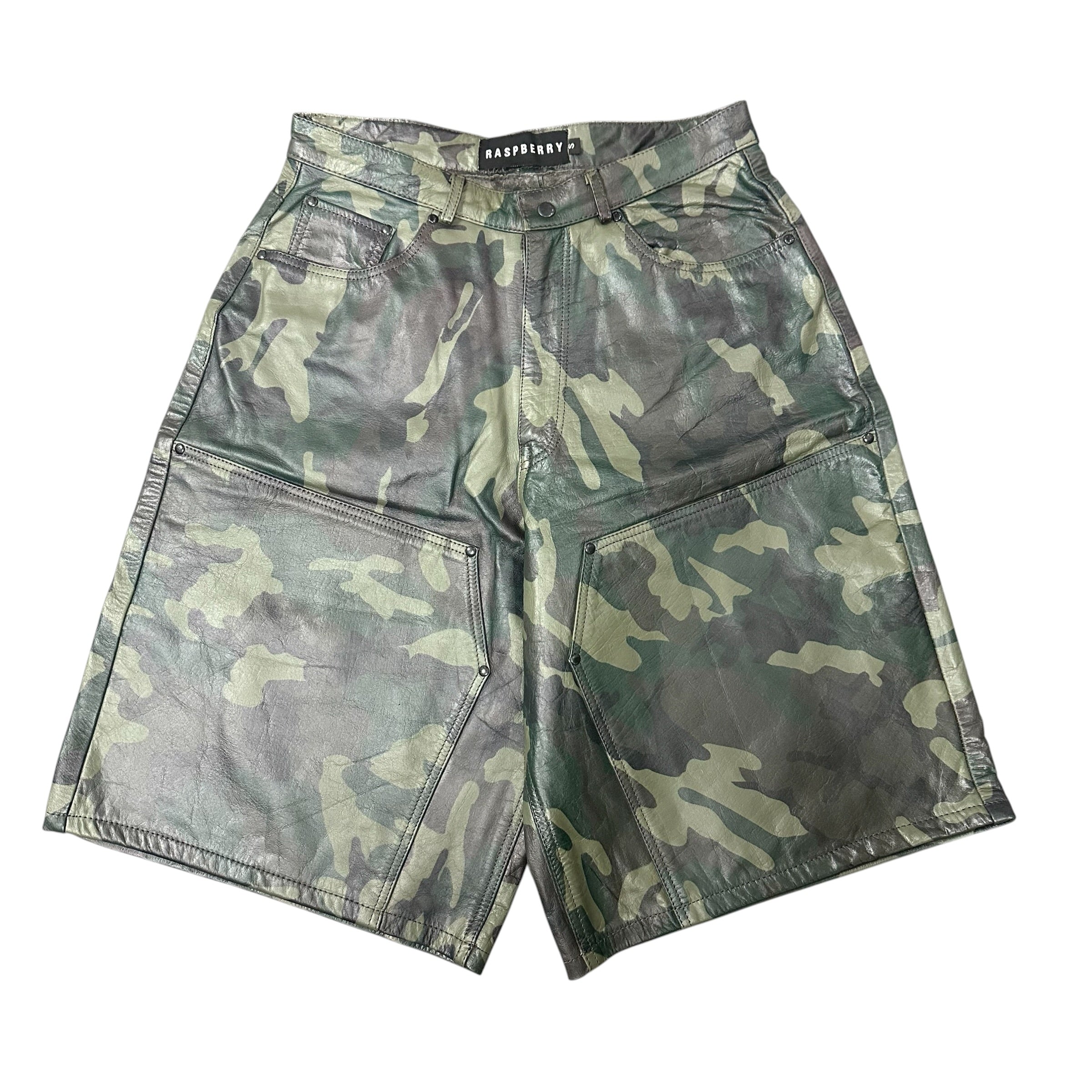 GV Gallery Raspberry Hills "Barrack" Camo Leather Shorts