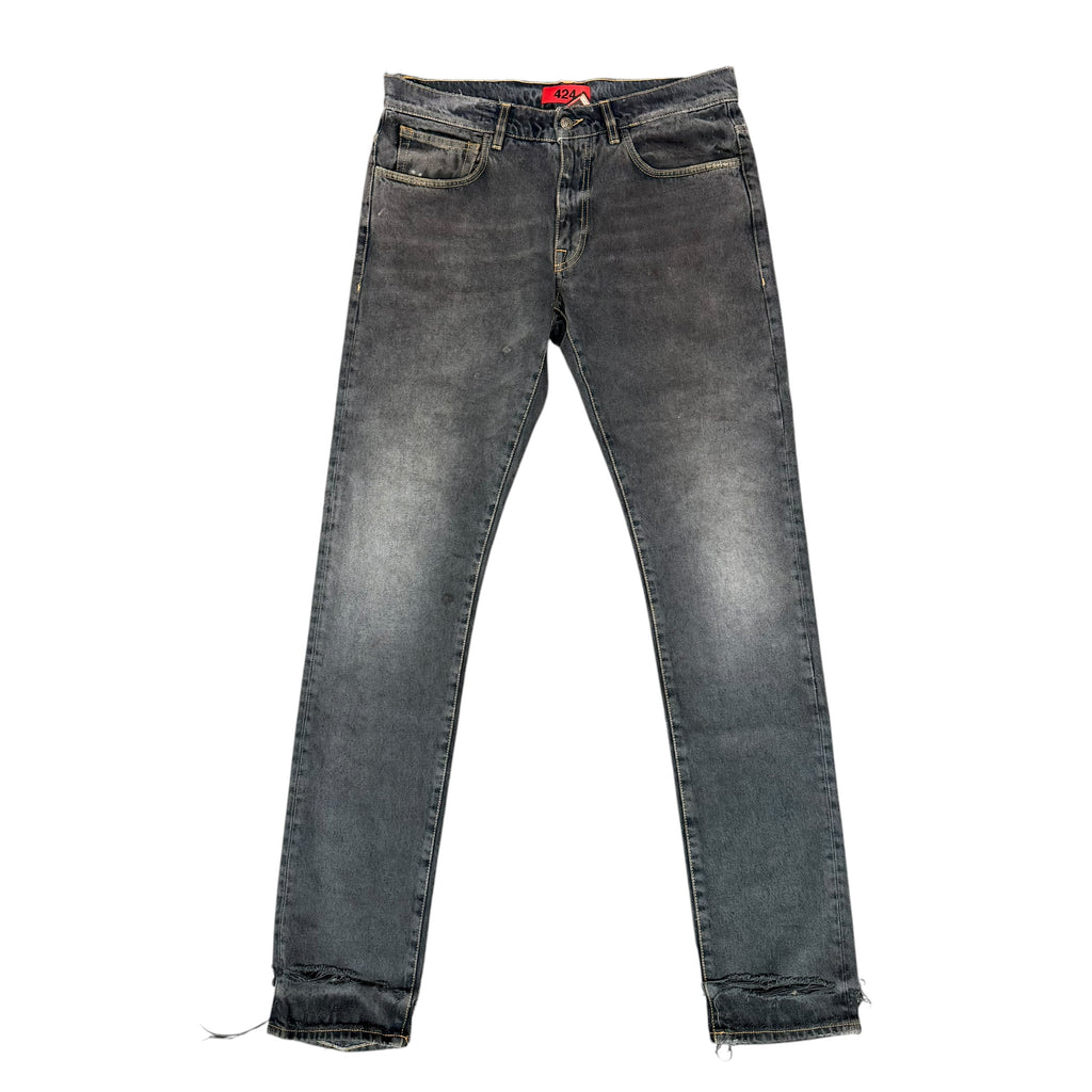 424 Black Distressed Skinny Jeans
