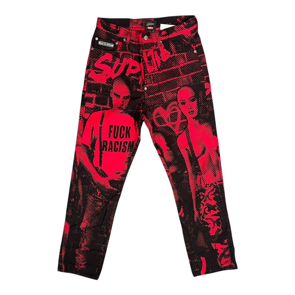 Supreme Jean Paul Gaultier “Fuck Racism” Jeans Red