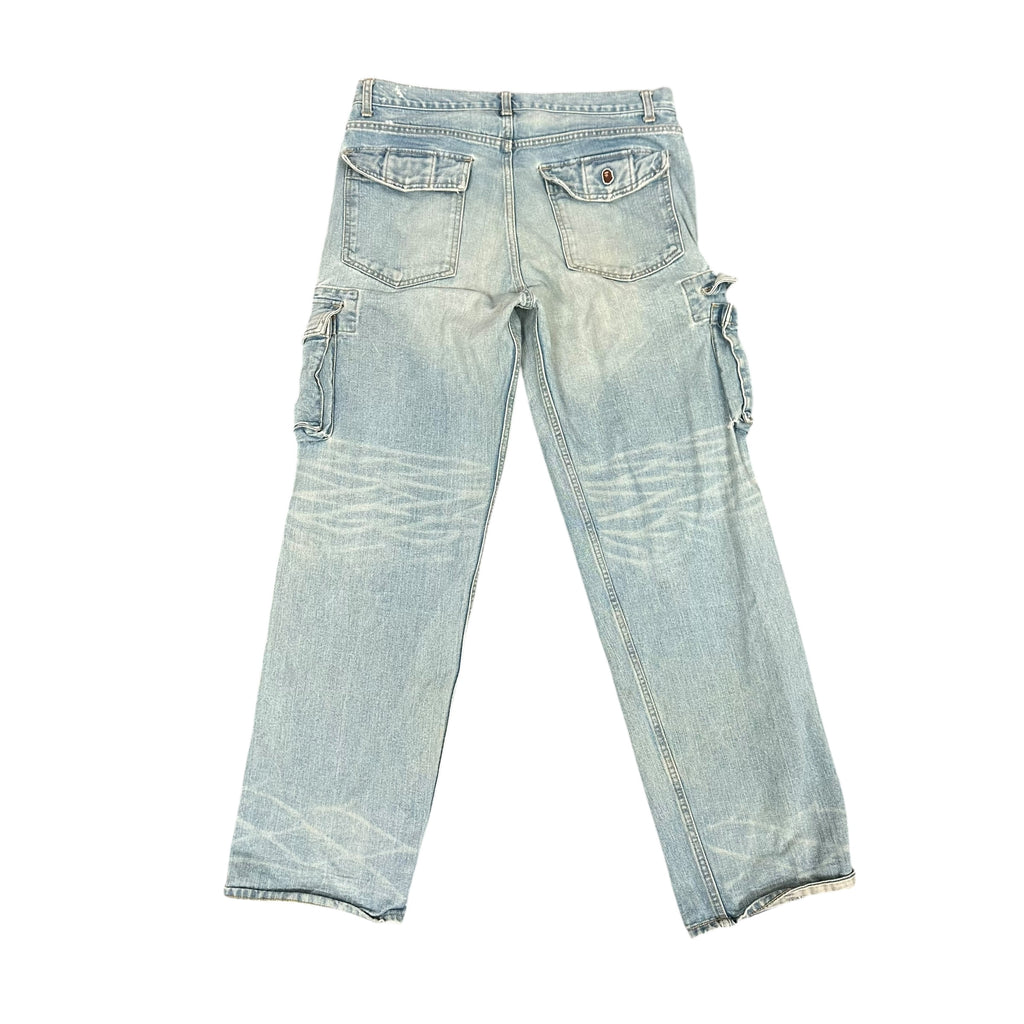 Bape Light Wash Cargo Jeans