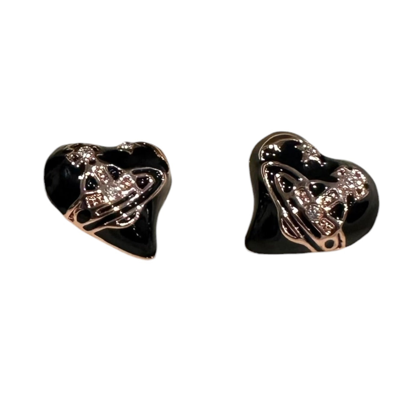 Vivienne Westwood Black/Rose Gold Heart Earrings