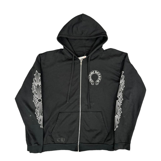 Black Chrome Hearts Scroll Zip Up