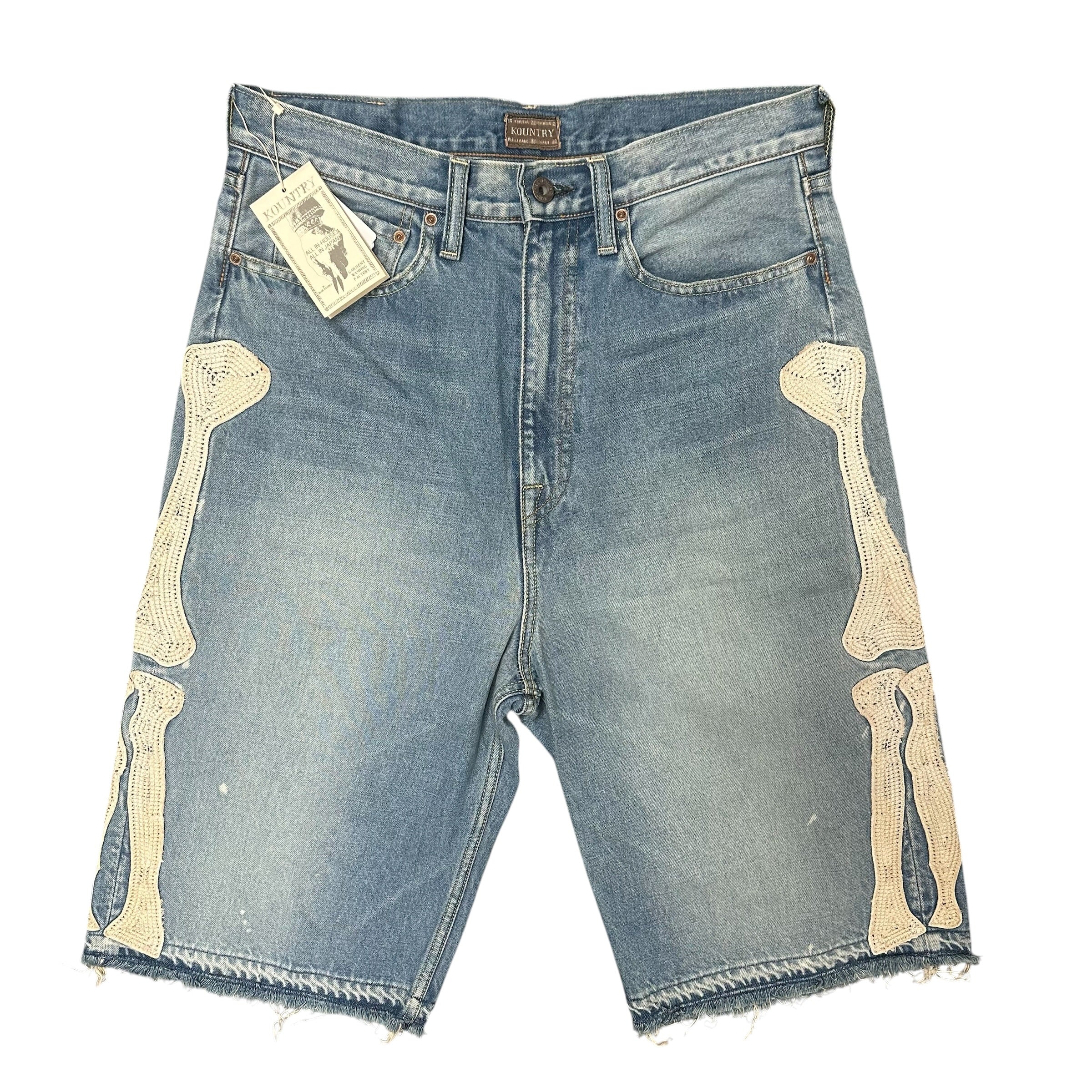 New Kapital Kountry 14oz Denim 5P Bone Embroidery Shorts