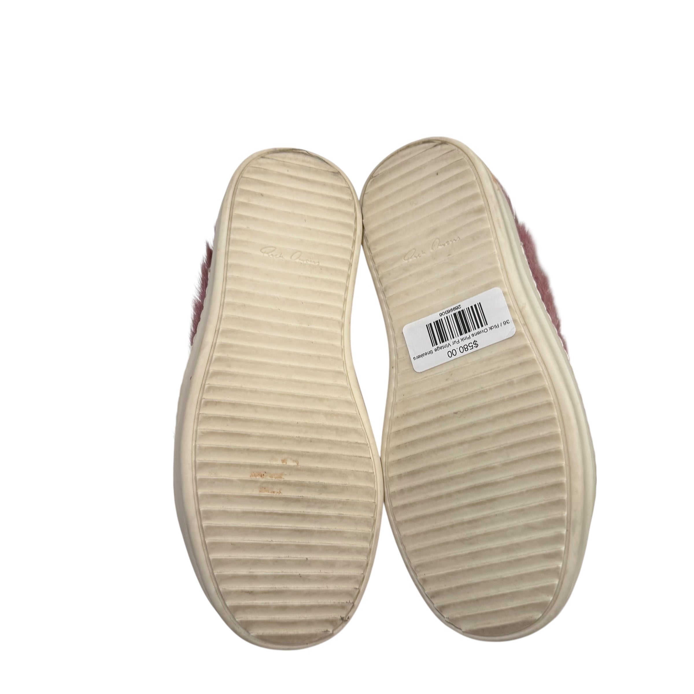 Rick Owens Pink Fur Vintage Sneakers