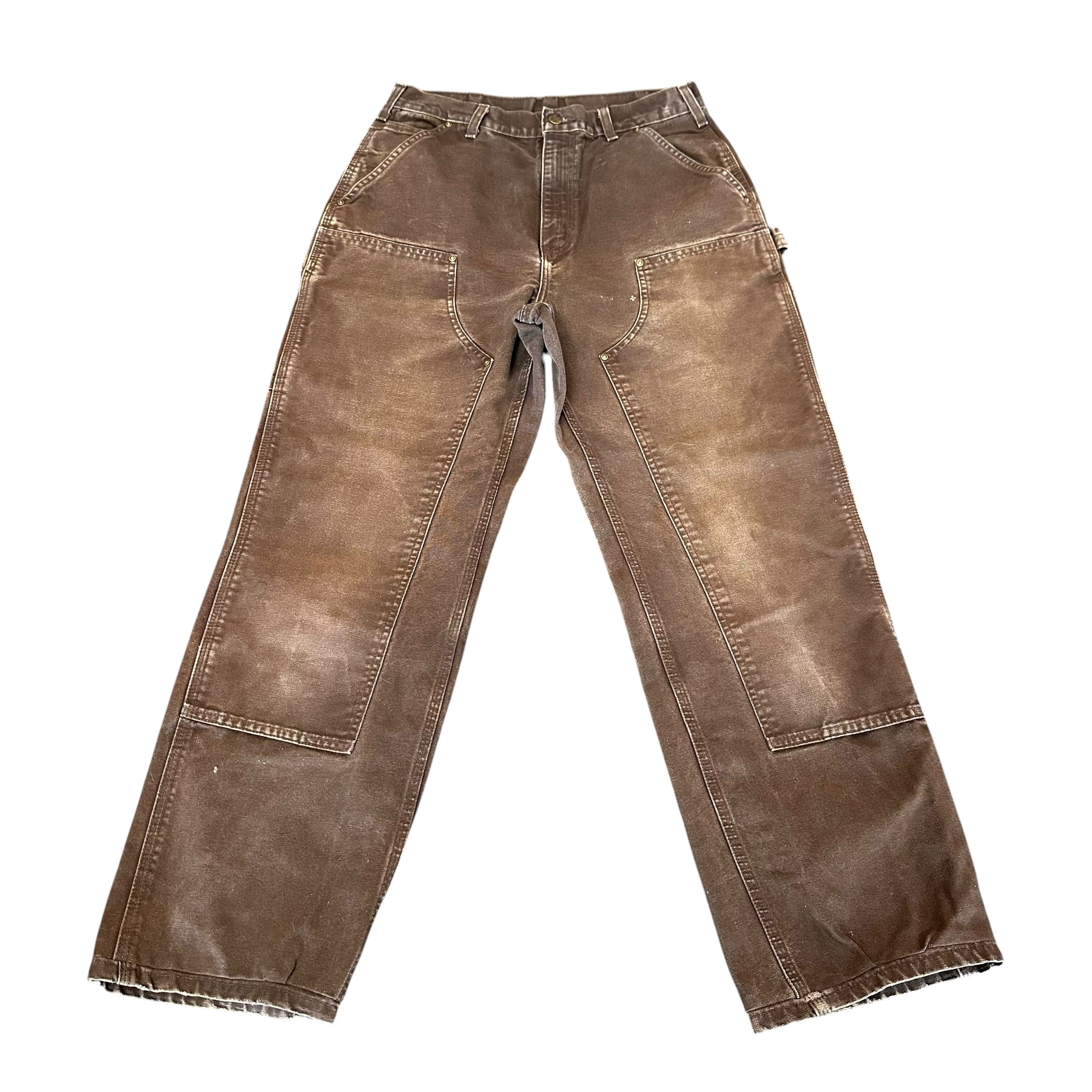 Vintage Carhartt Double Knee Faded Brown Pants (31)