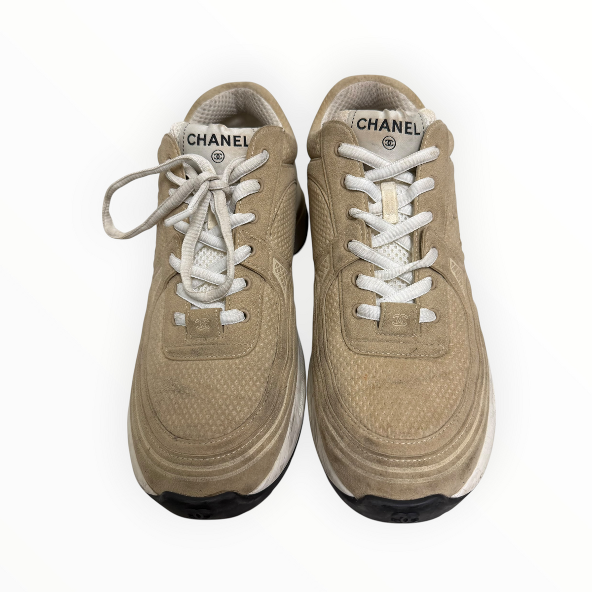 Chanel Beige Suede Trainers (NO BOX)