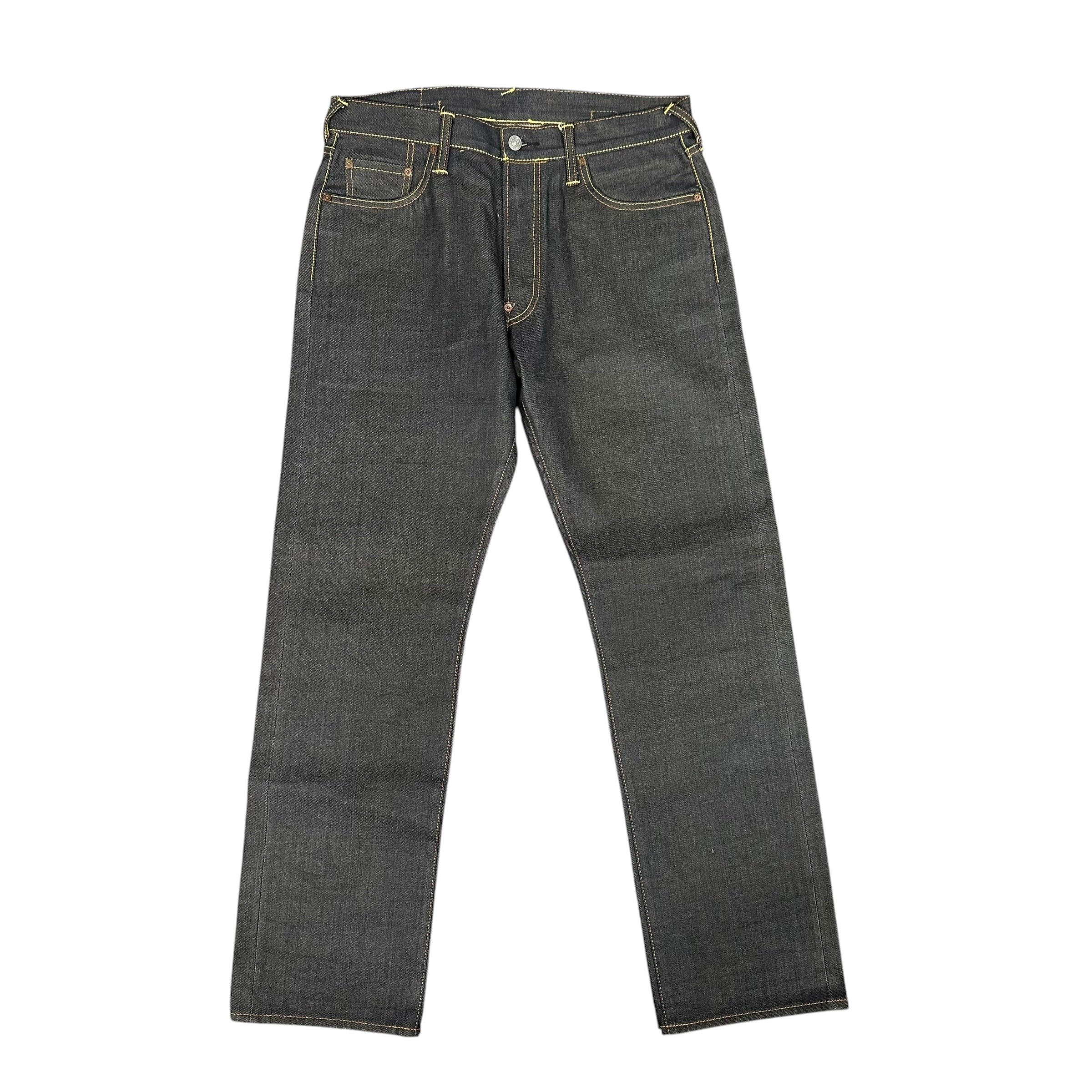 Evisu Raw Blue Embroidered Logo Denim