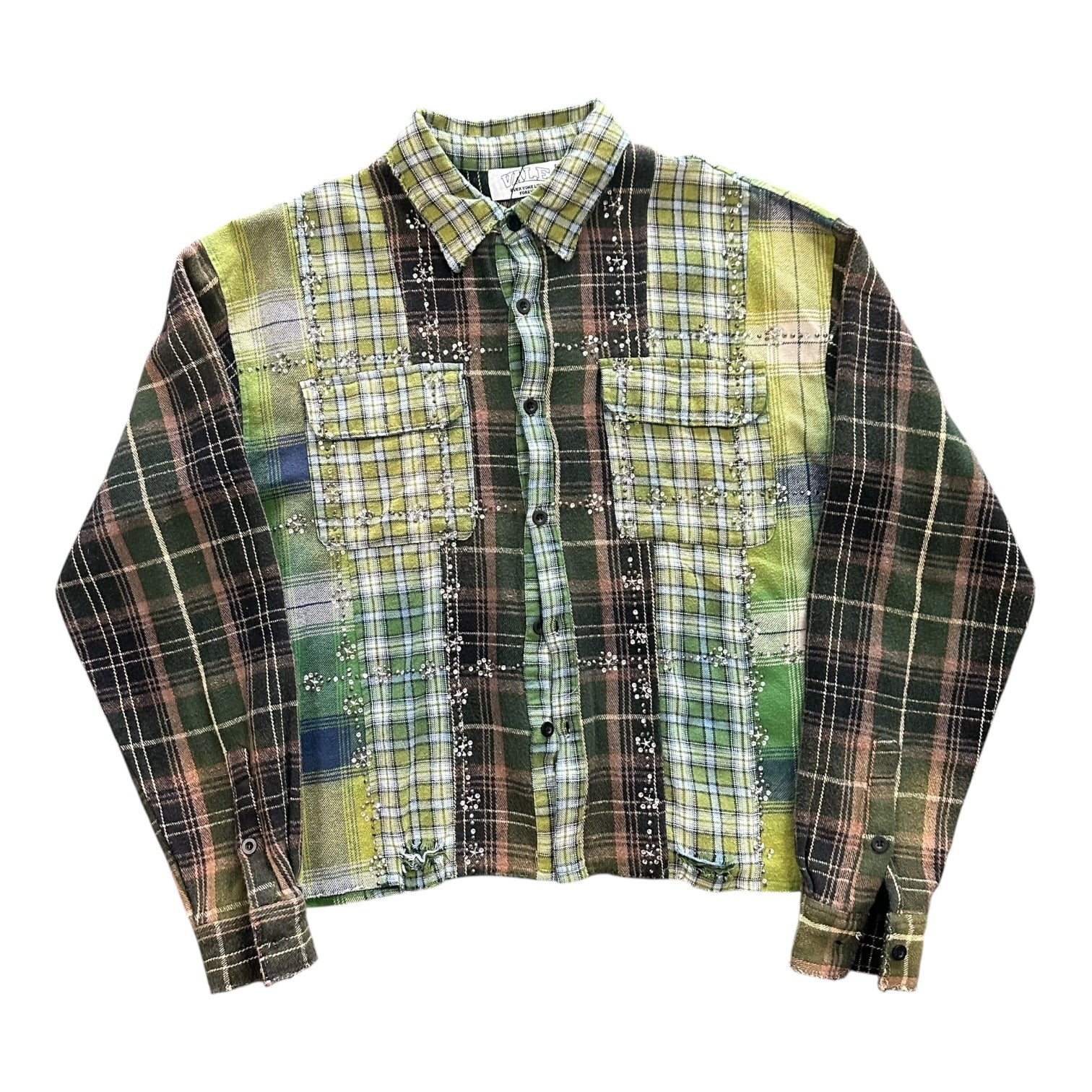 Vale Green Rhinestone Flannel