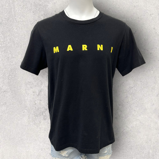 Black Marni Yellow Spellout Tee