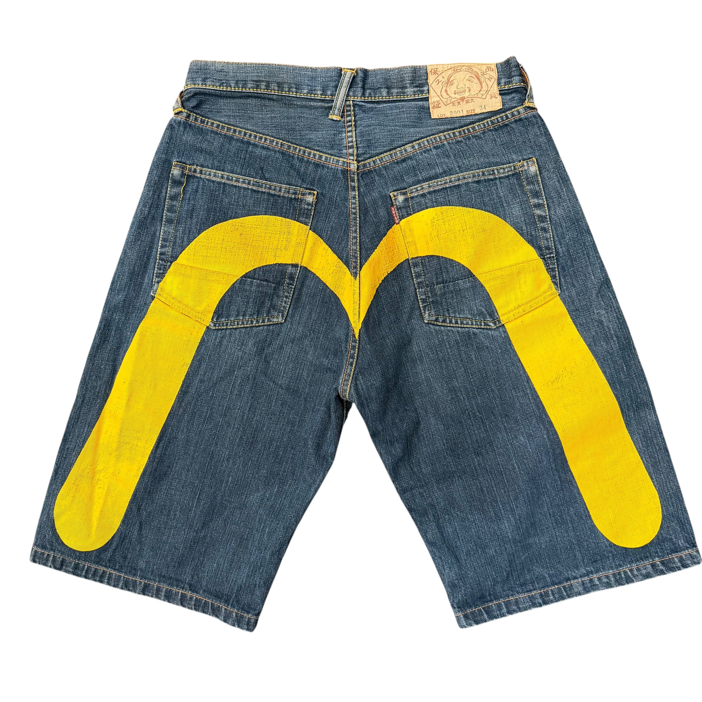 Evisu Blue/Yellow Denim Shorts (34)