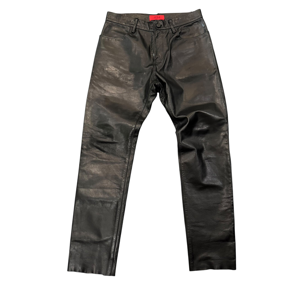 424 Black Leather Pants