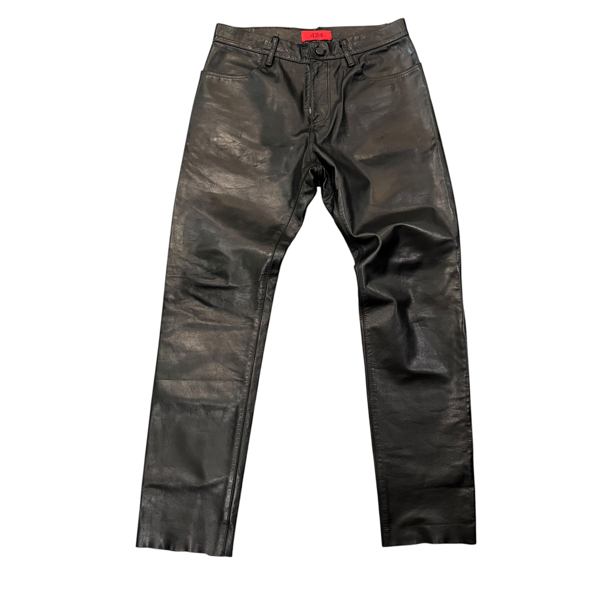 424 Black Leather Pants