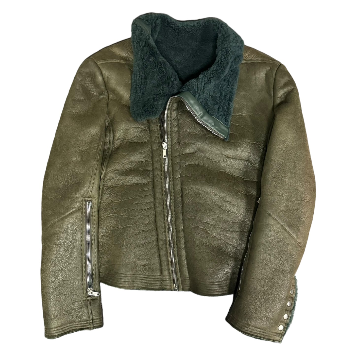 Green Leather Rick Owen X Moncler Jacket