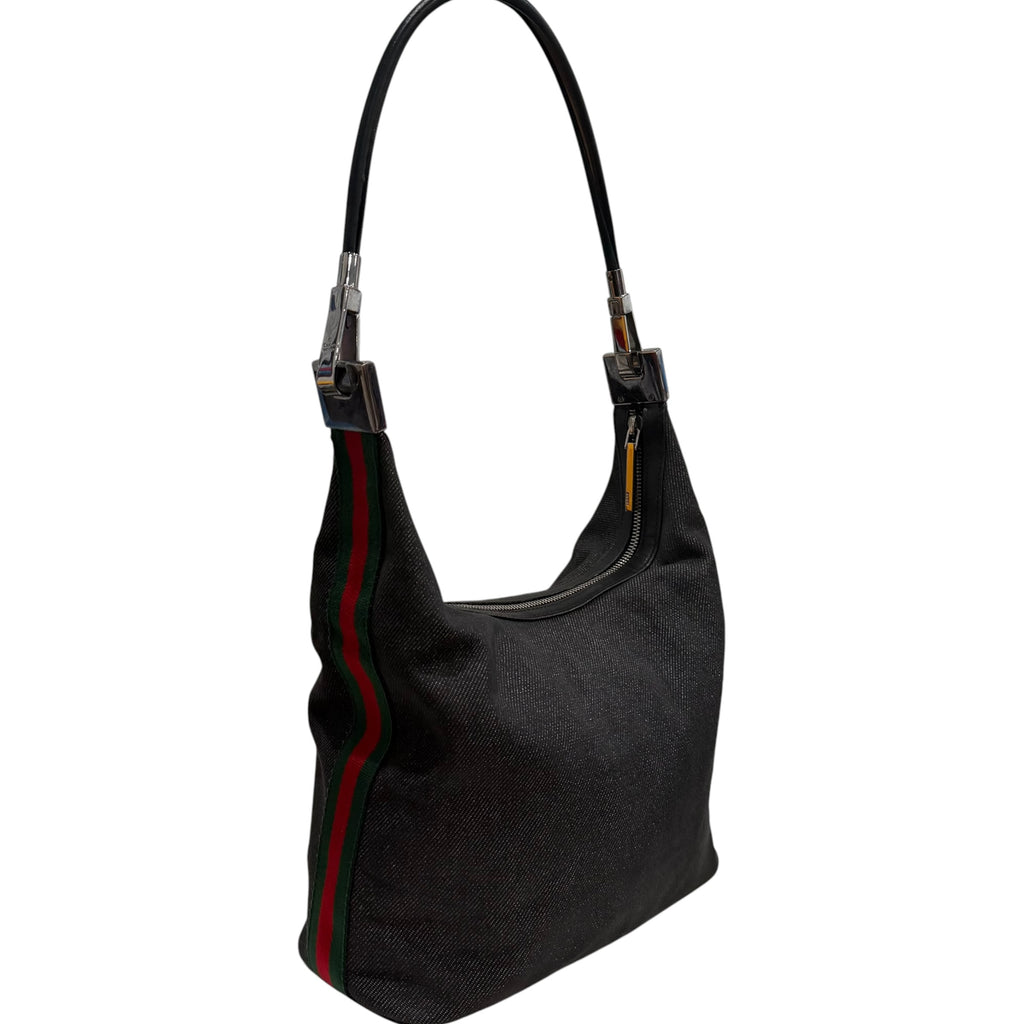 Gucci GG Canvas Denim Web Shoulder Bag
