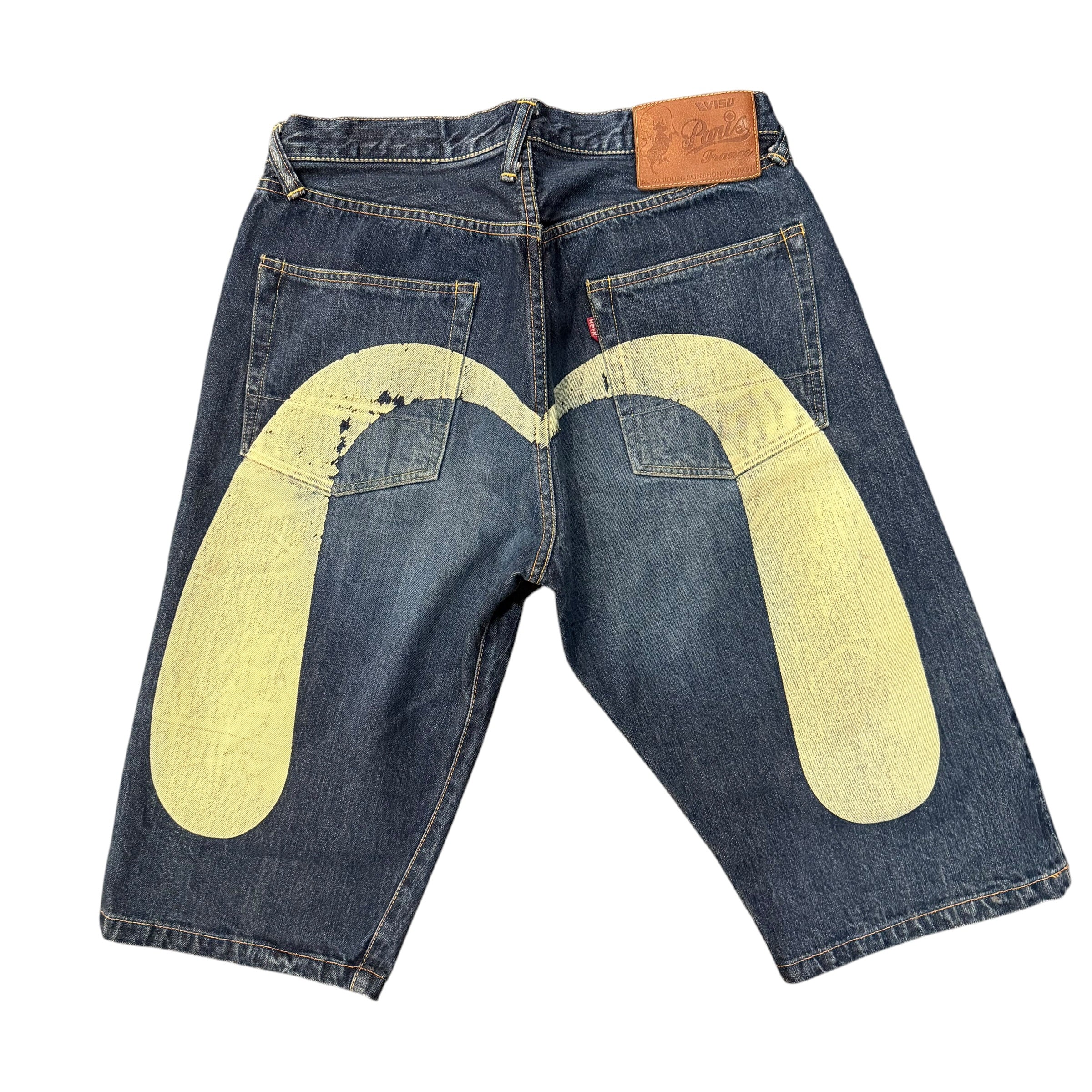 Evisu Blue/Cream Denim Shorts (32)