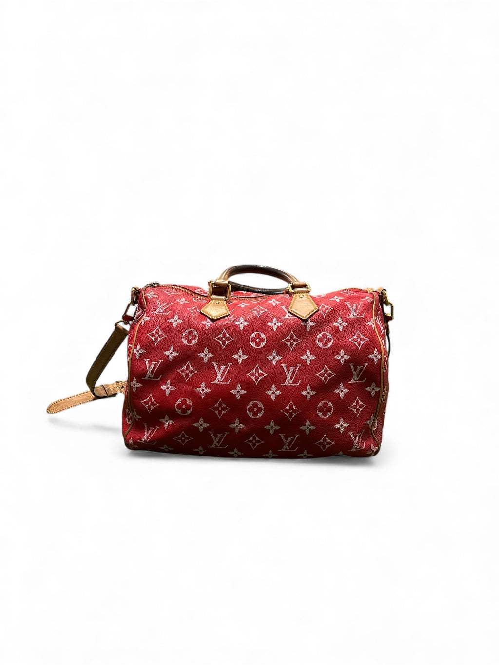 Louis Vuitton Red & White Monogram P9 Speedy 40 (Detachable Strap)