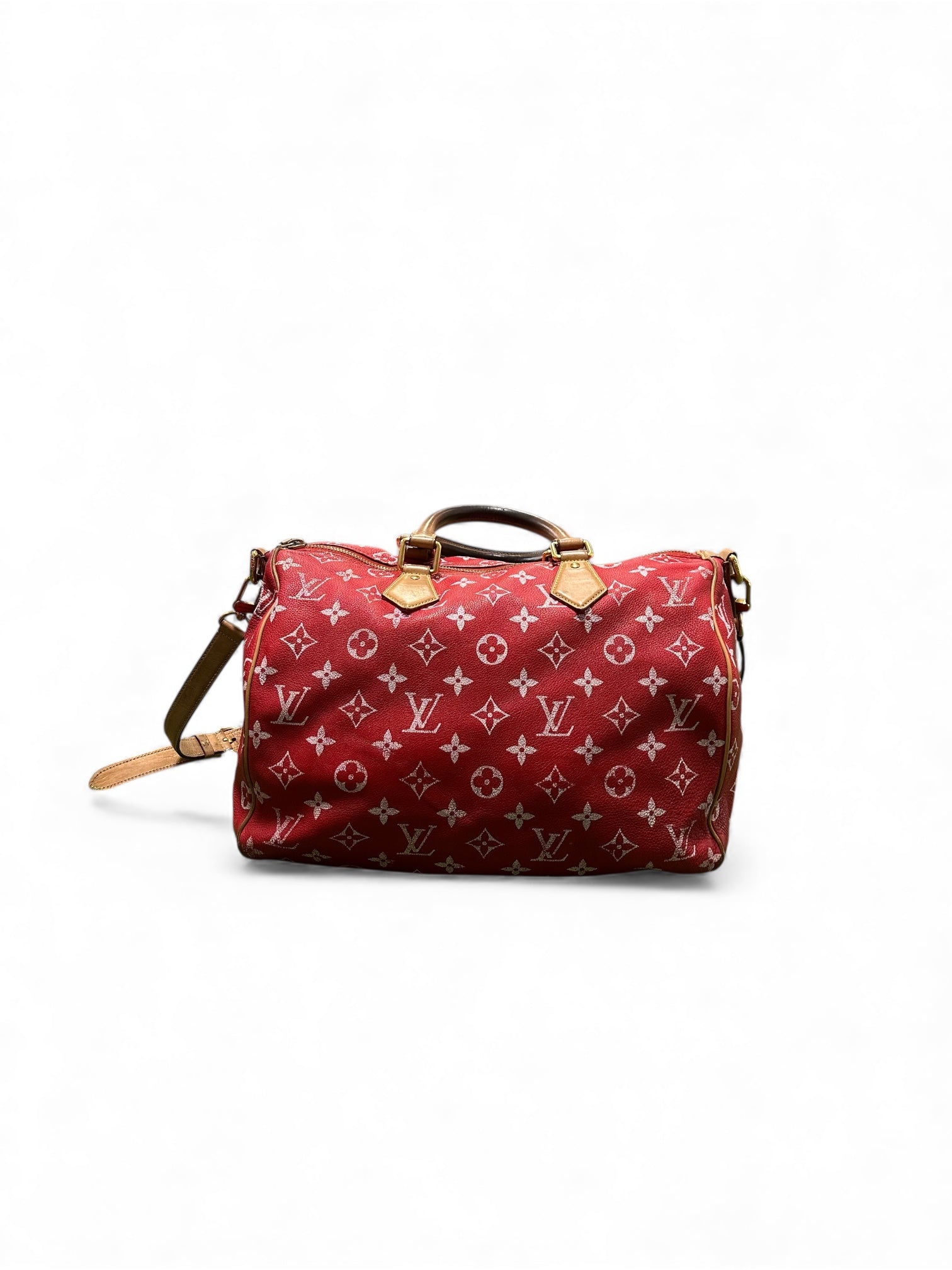 Louis Vuitton Red & White Monogram P9 Speedy 40 (Detachable Strap)