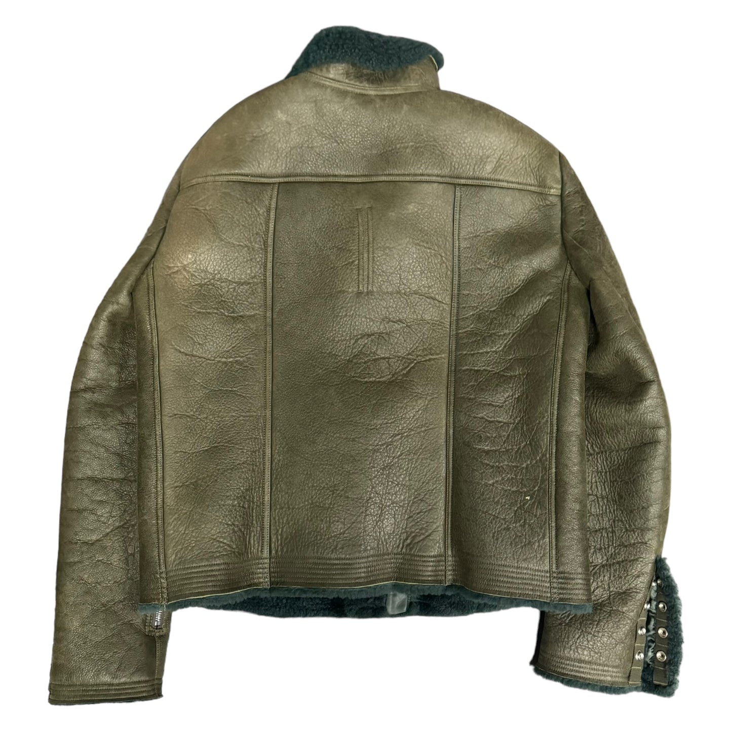 Green Leather Rick Owen X Moncler Jacket