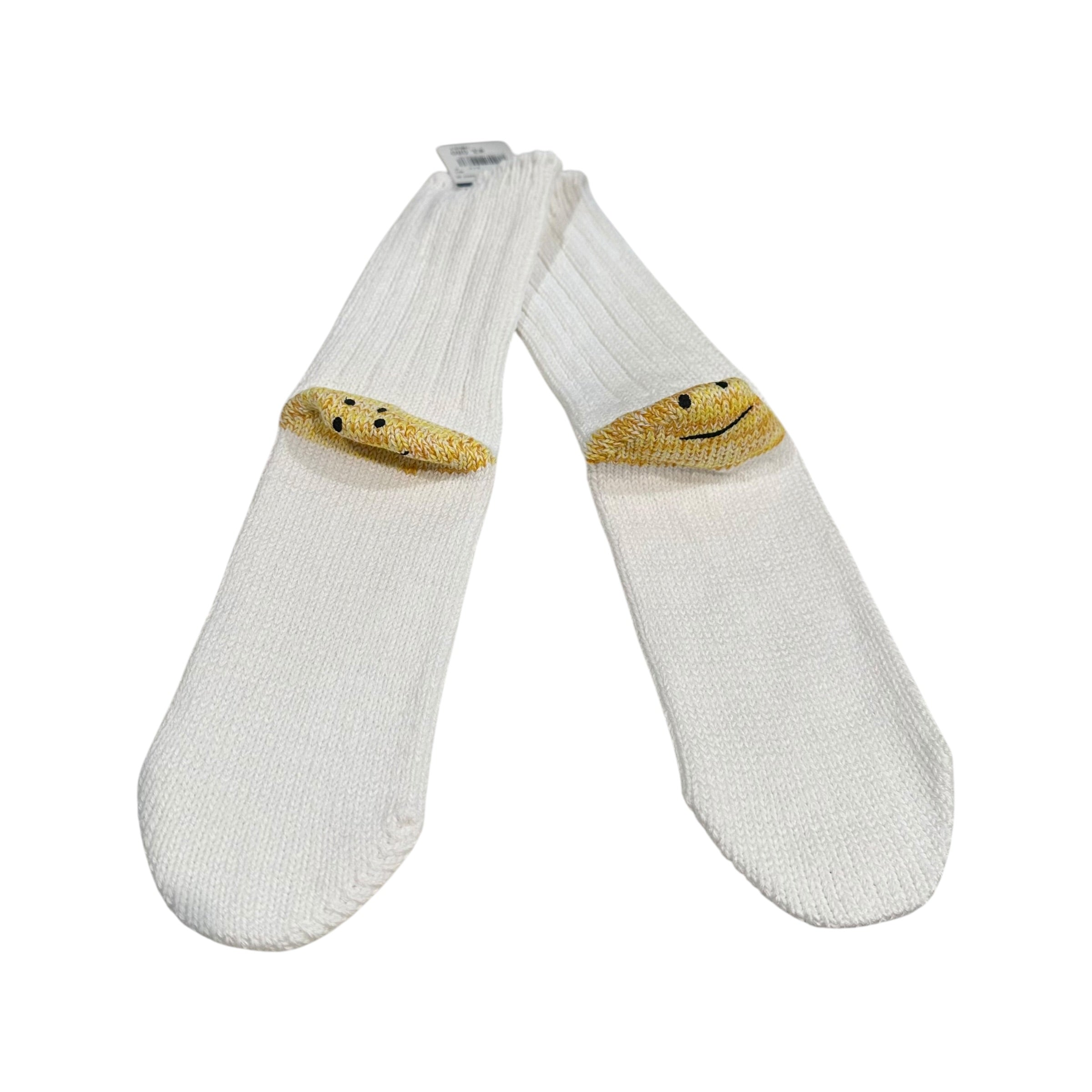 New Kapital 56 Yarns Smiley Socks White