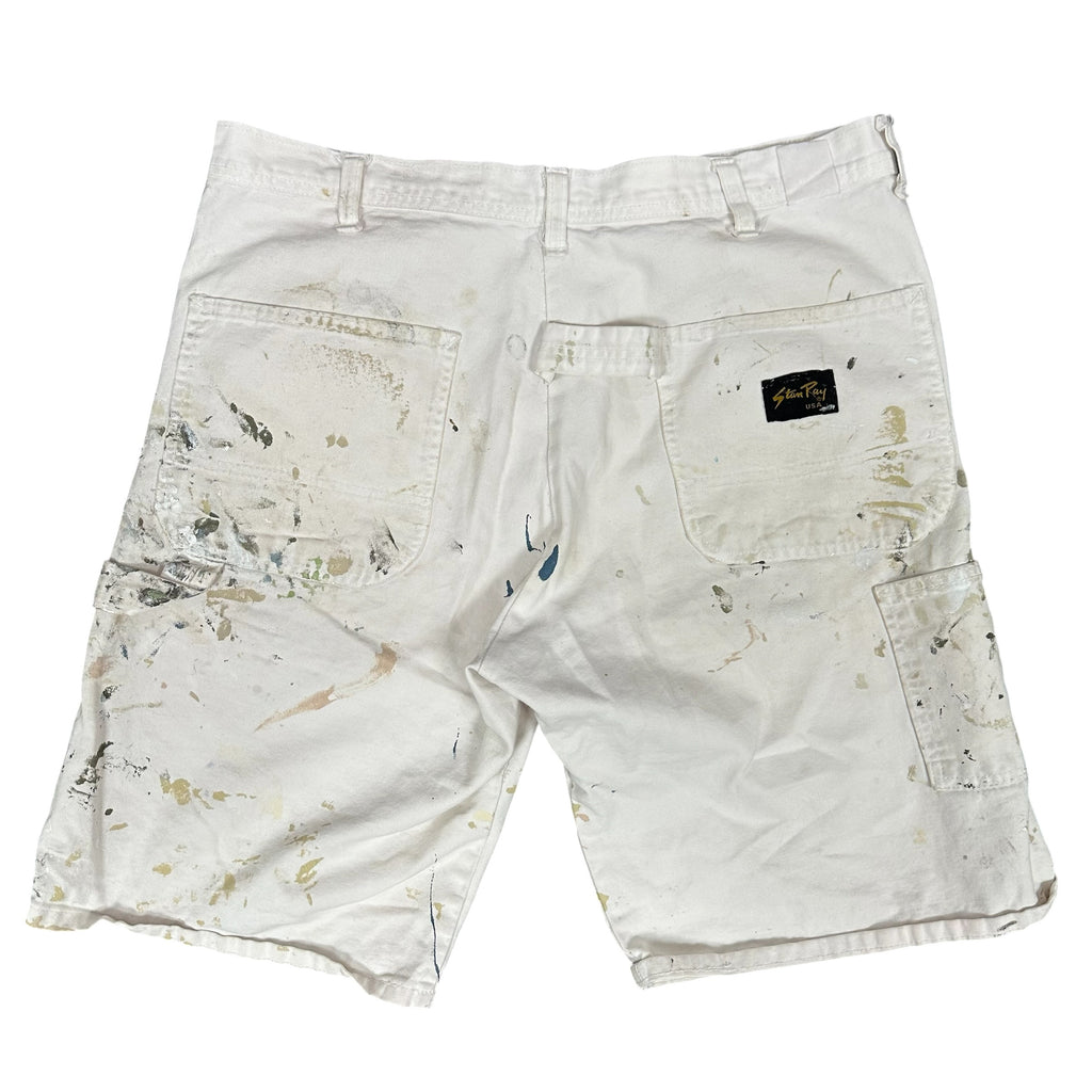 Vintage White Paint Splatter Denim Shorts