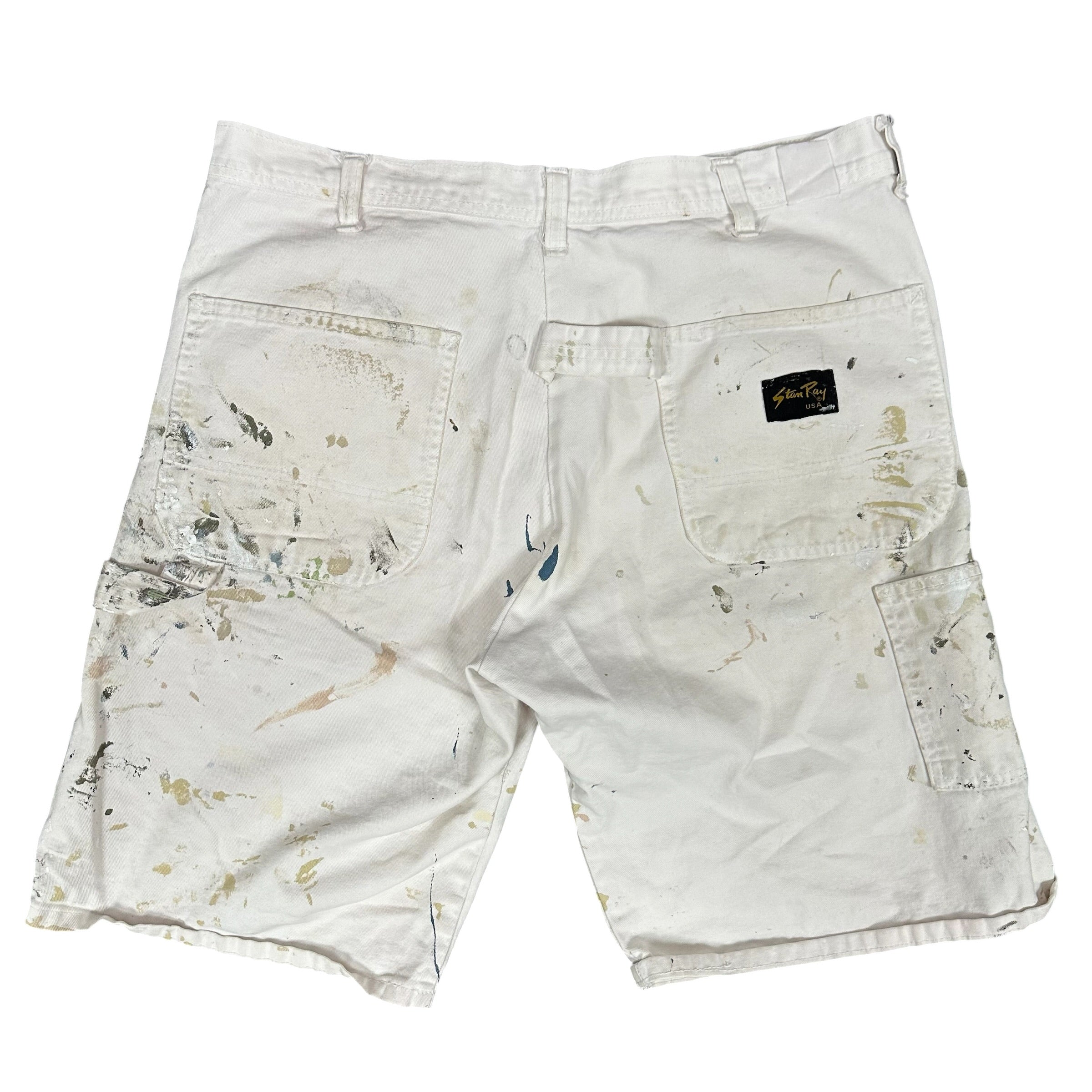 Vintage White Paint Splatter Denim Shorts