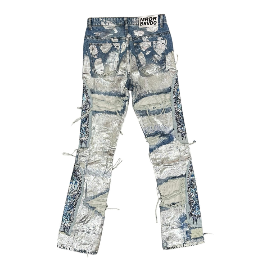 WHO DECIDES WAR Blue Heavy Metal Jeans
