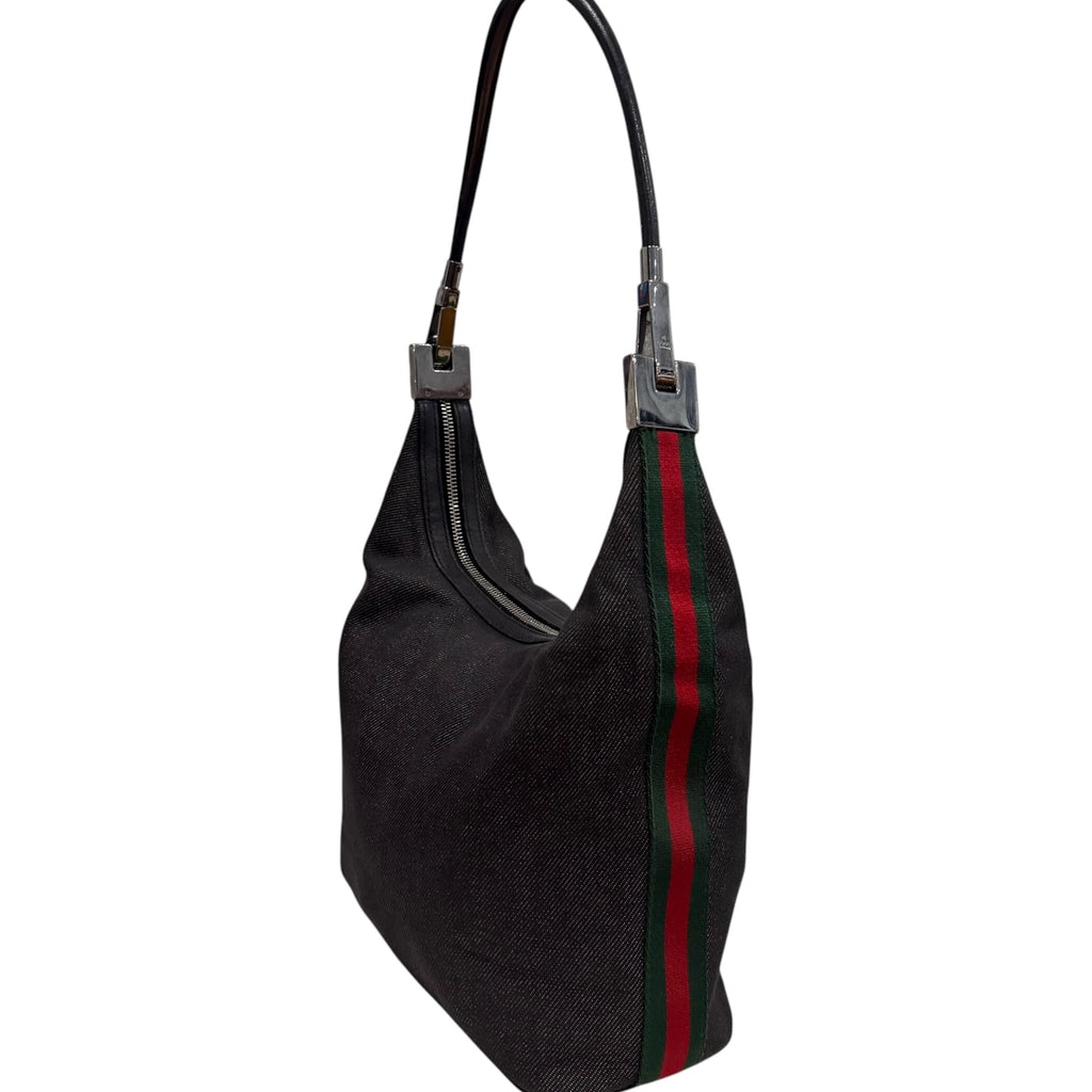 Gucci GG Canvas Denim Web Shoulder Bag